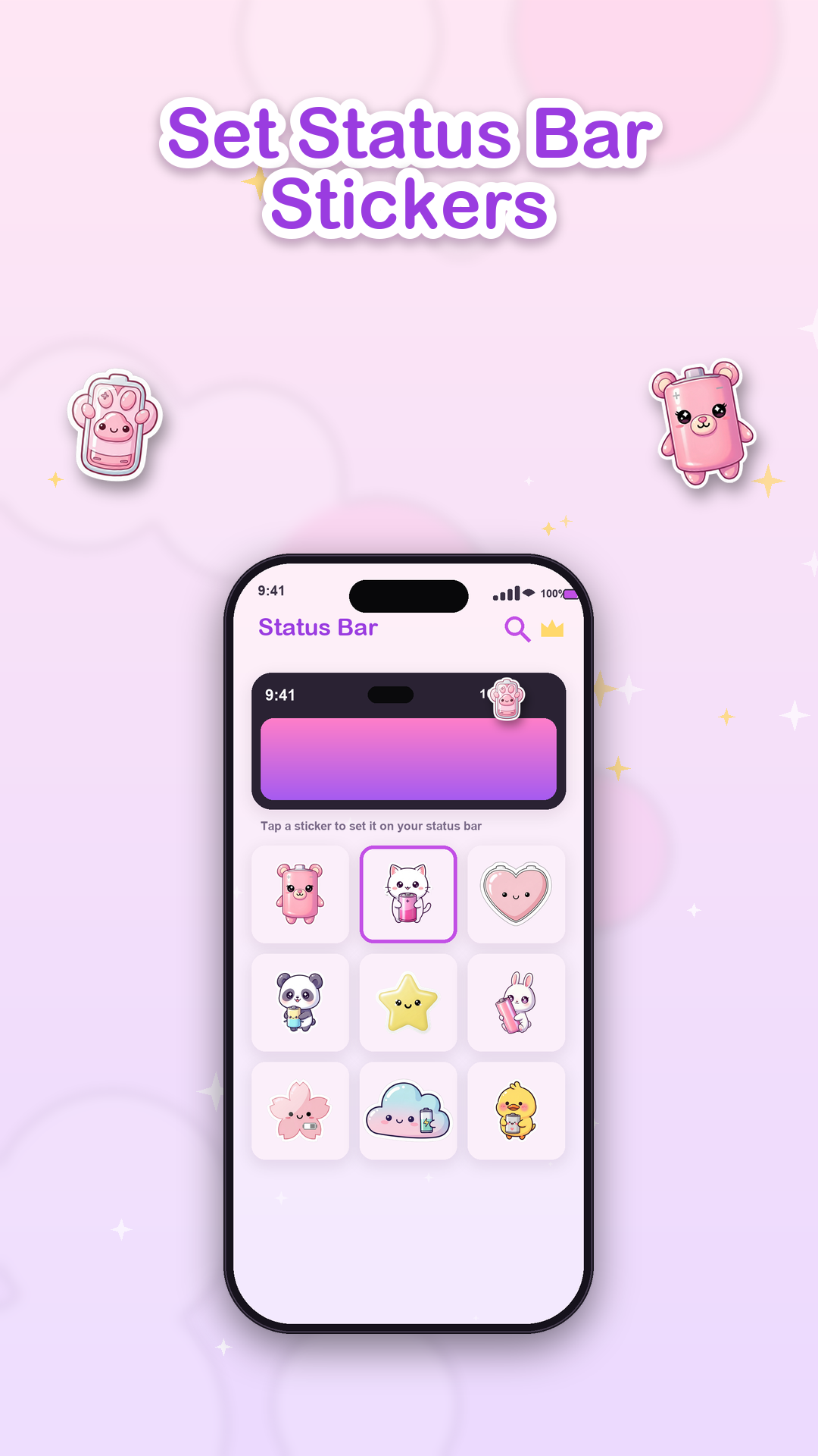 Set status bar stickers